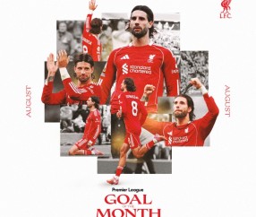 官方：索博斯洛伊战阿森纳任意球当选英超8月最佳进球